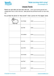 Worksheets for kids - unusual-plurals